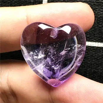 

Top Natural Heart Purple Amethyst Necklace Pendant For Woman Lady Man Quartz Clear Crystal 24x11mm Beads Gemstone Jewelry AAAAA