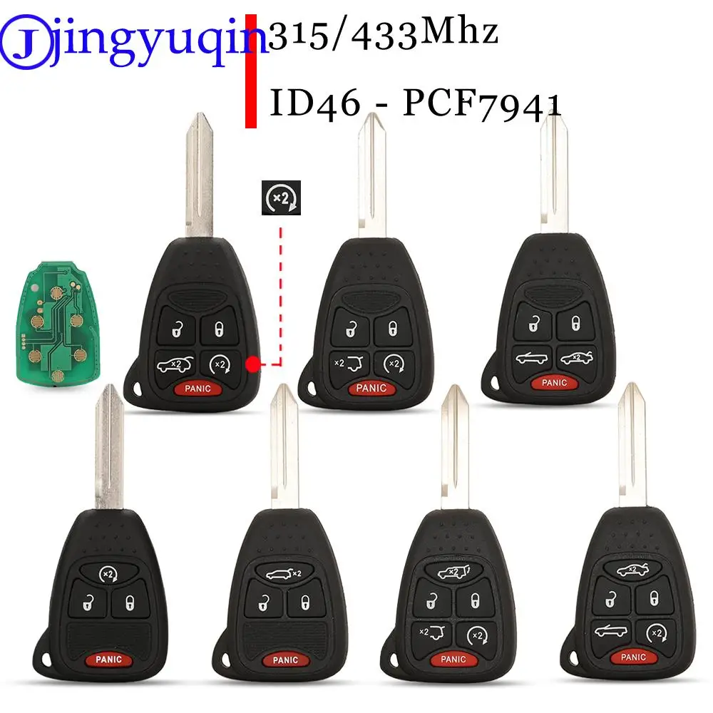 jingyuqin Remote Car key 315/433Mhz ID46 for Chrysler/JEEP/DODGE 300 200 Aspen Sebring Commander CE0888 OHT692713AA OHT692427AA |