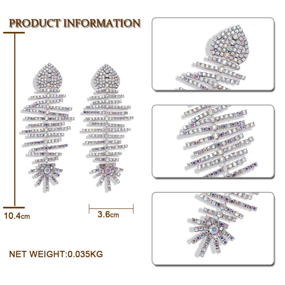 Dvacaman блестящие подвески в виде рыбьей кости Висячие серьги для женщин модные ювелирные изделия Boho Макси Эффектные серьги аксессуары