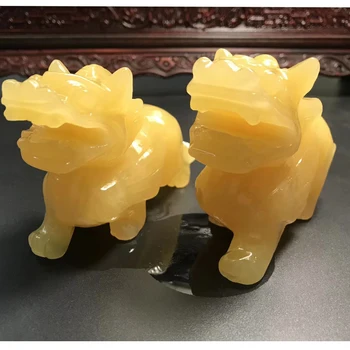 

Crystal Carved Pixiu Natural Crystal Stone topaz treasure bowl Reiki Quartz Mineral Stone Carved Animal Statue