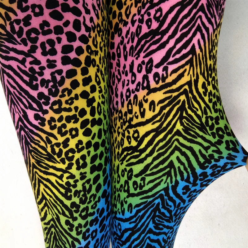 FCCEXIO Leopard Grain Color Print Women Leggings High Elastic Running Sports Leggings Slim Female Casual Trousers Fitness Pants leather leggings Leggings