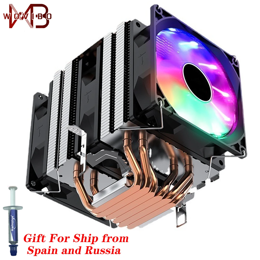 CPU Cooler Silent RGB 6 Heatpipes Ventilador PWM 4PIN For Intel 1150 1151 1155 1156 1200 1366 2011 X79 X799 AM3 AM4 Radiator