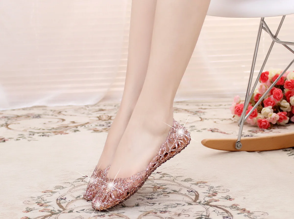 Г., Модные женские сандалии Летняя женская повседневная прозрачная обувь, сандалии обувь на плоской подошве с сеточкой, 23-25 см
