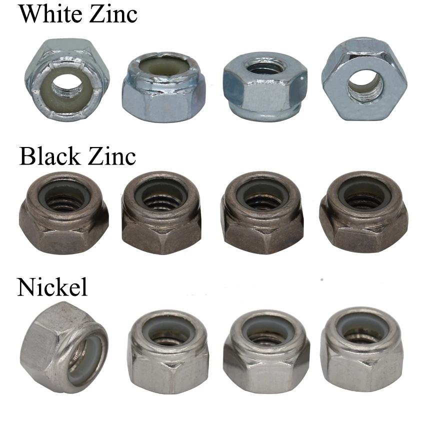 Ni-Plated/Black-Zinc/White-Zinc Hex Nyloc Lock Nuts M8 M10 M12 M14 M16 