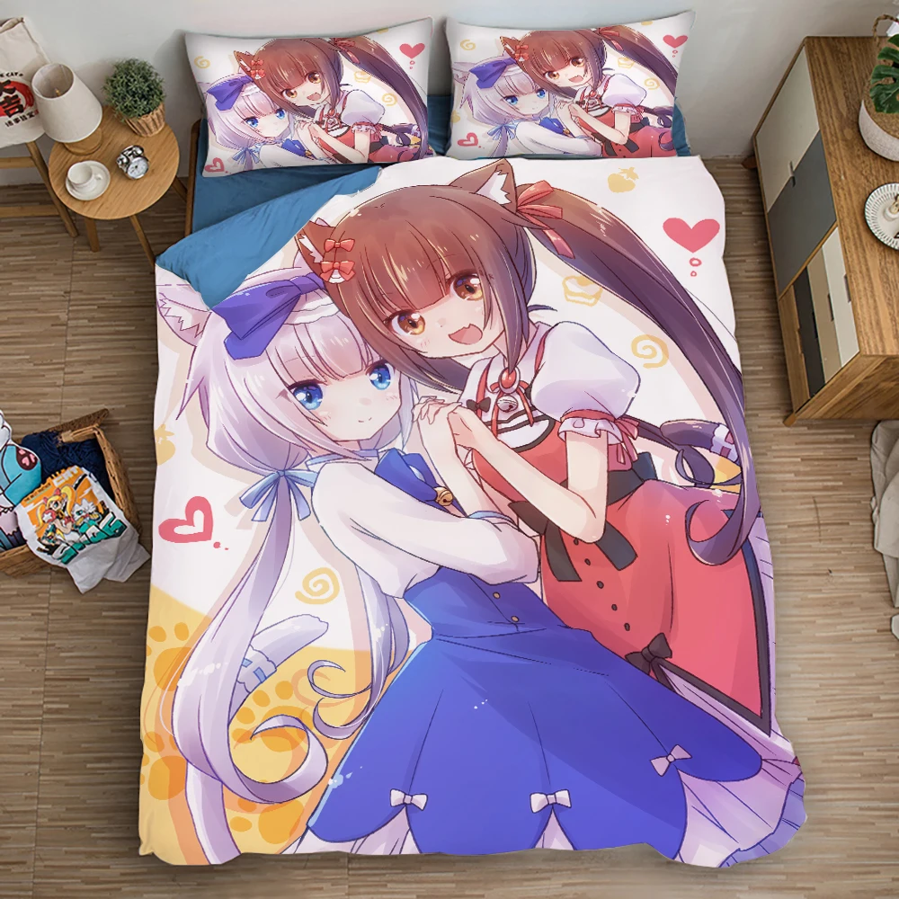 Modern Game Nekopara 3D Digital Printed Bedding Set Duvet Cover Pillowcase Bedroom Decoration Multisize Home Textile