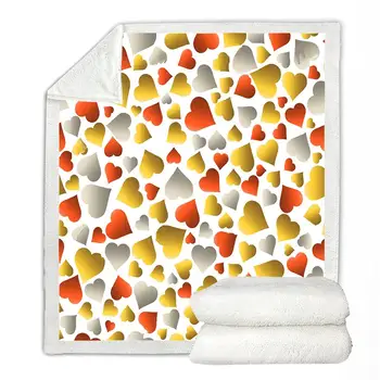 

Yellow Red Heart Blanket Romantic Style Throw Blanket Soft Warm Plush Blanket Sherpa Fleece Blanket For Sofa Bedroom
