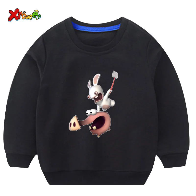 

Sweatshirts 3-9Years Old Cartoon Child Crazy Rabbit Print Sweatshirts Boy Girl Rabbit Funny Autumn White Round Neck Cotton Shirt