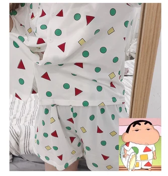 

Summer Sleep Tops Harajuku Printed Night Suits For Women Pajama Set Kawaii Cartoon Cotton Pyjamas Short Sleeve Summer Sleepwear