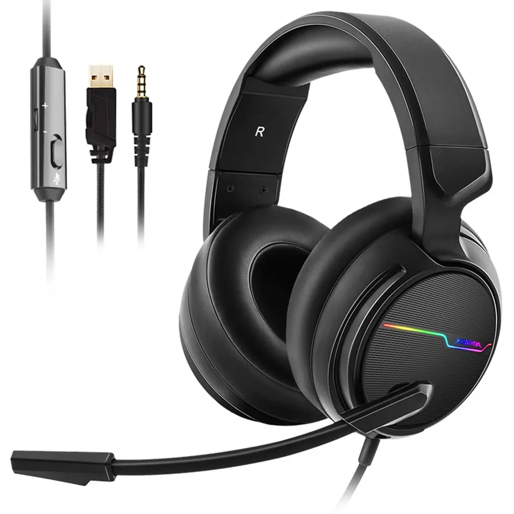 V10 V20U игровая гарнитура USB интерфейс музыкальная игровая гарнитура Одиночная 3,5 мм+ usb светящаяся - Цвет: V10