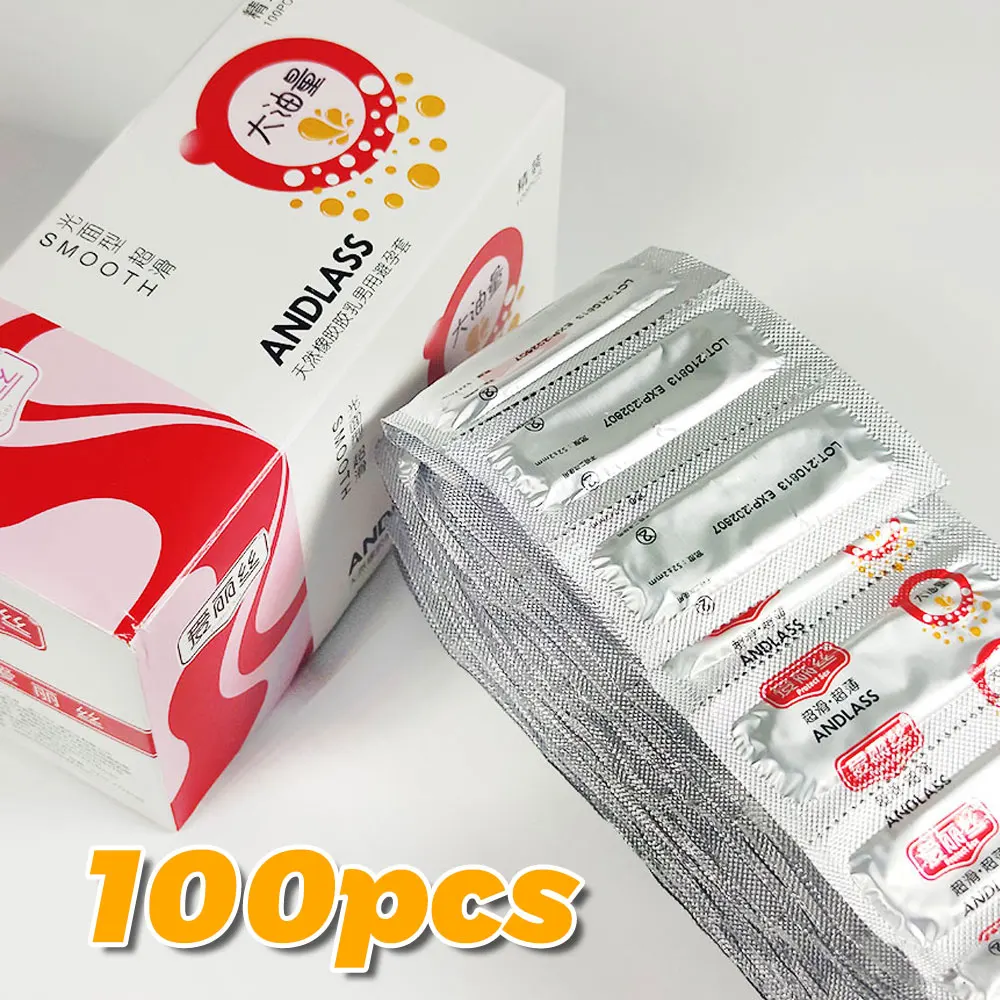 100PCS Ultra-thin Condoms Men Ejaculation Delay Large Oil Quantity Penis Sleeve Natural Latex Lubricated Contraception Sex Safer | Красота и