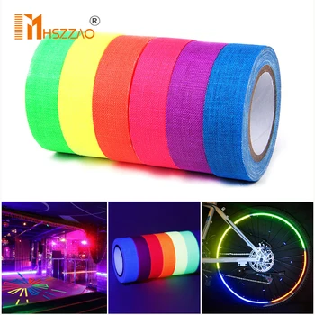 

6pcs/Set Fluorescent Tape UV Blacklight Reactive Glow in The Dark Tape Neon Gaffer Tape Safety Warning For Home,Car reflective