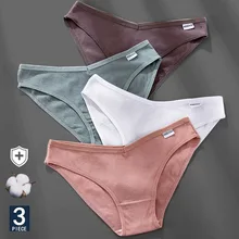M-4XL Cotton Panties Female Underpants Sexy Panties for Women Briefs Underwear Plus Size Pantys Lingerie 3PCS/Set 6 Solid Color