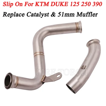 For KTM 125 250 390 DUKE RC390 2017 2018 2019 Years Motorcycle Exhaust Connector Middle Link Pipe Slip On 51MM Muffler System