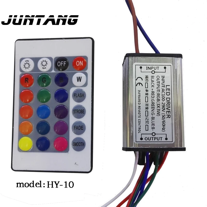 

10W RGB waterproof drive power (3x3W), input AC85-265V, output DC6-12V, RGB drive power with 24-key controller LED driver