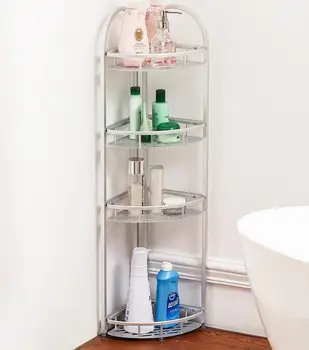 

Non Perforated Bathroom Shelf Space Aluminum Toilet Storage Tripod Toilet Shelf Floor Type