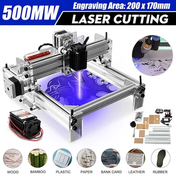 

500MW Mini DIY Desktop Blue Laser Cutting Engraving Engraver Machine CNC Wood Router/Printer/Cutter/ Adjust + Laser Goggles