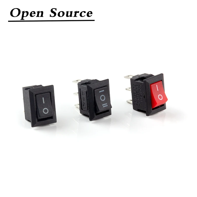 Toggle Switch Push Button 10Pcs 10x15mm SPST 3Pin 3A 250V KCD11 Snap-in on/Off On-Off-On Rocker Switch 10MM*15MM