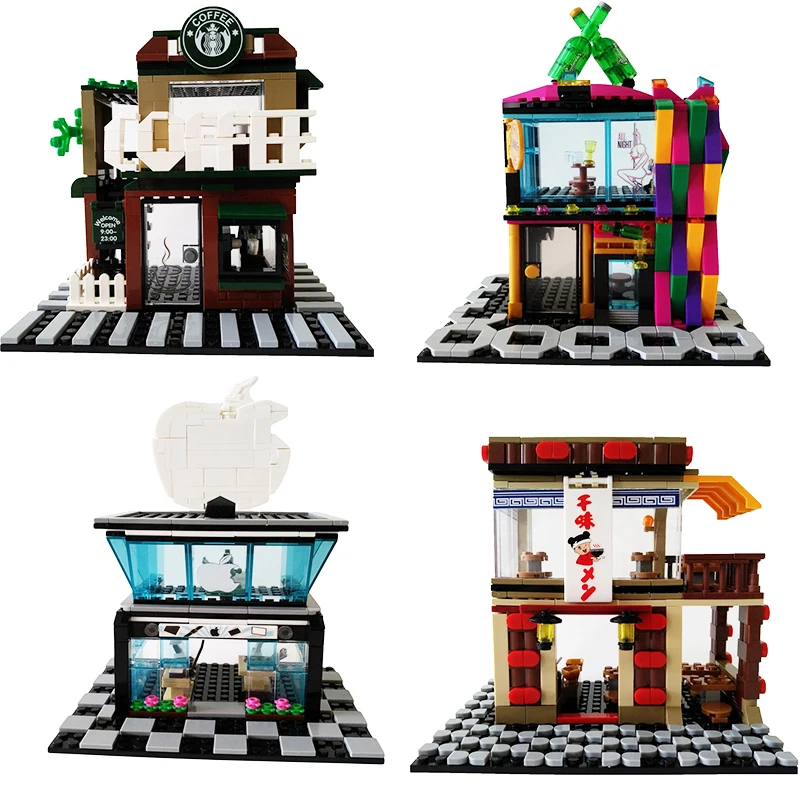 Ceny SEMBO City Legoing Streetscape Store zestaw Model klocki klocki widok ulicy zabawki na prezenty dla dzieci