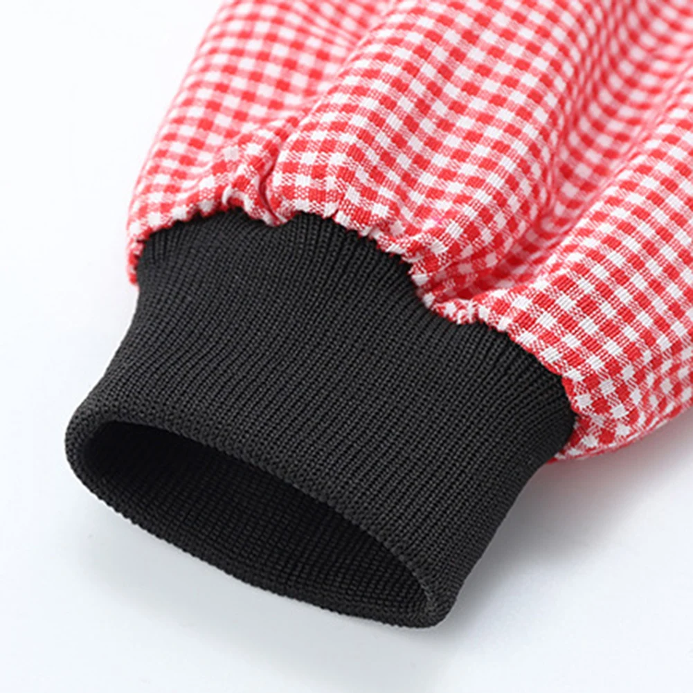 Women Long Sleeve Oil Proof Cotton Home Kitchen Cooking Clean Apron Pocket Smock Hairdresser Cartoon Hairdressing Soft Bib Tool