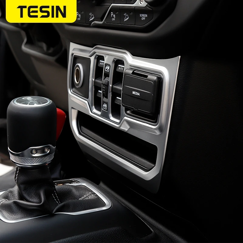 

TESIN Interior Mouldings for Jeep Wrangler JL 2018+ Window Control Panel Decoration Sticker Interior Accessories For Jeep JL