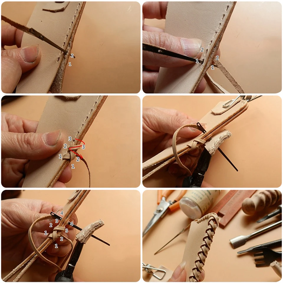 Leather Sewing Needles Sewing Needles Leather Tool Leathercraft Tools Leather Tools Leather Sewing Tool Set Leather DIY Sewing Craft Tool Rope Lace Needle Double Hole Single Hole DIY Hand Tool