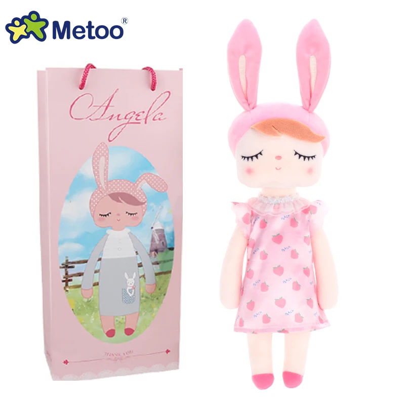 В коробке Metoo Кукла Kawaii плюшевая мягкая плюшевая животные детские игрушки для девочек и мальчиков на день рождения Рождество Кролик Анжела - Цвет: Розовый