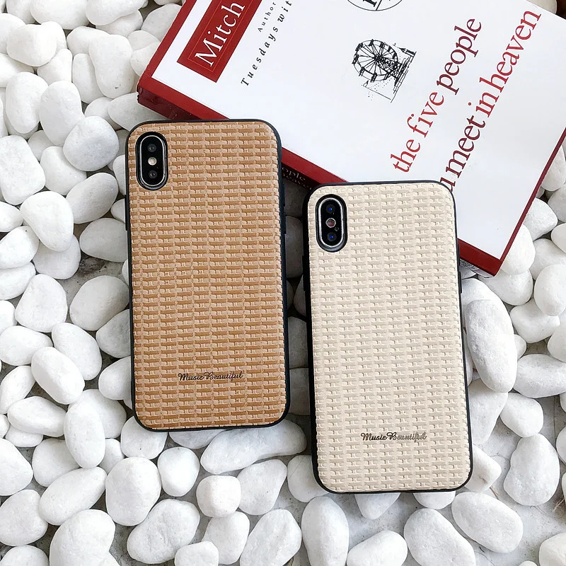 Роскошный плетеный кожаный чехол для iPhone 8 Plus с ткацким дизайном задняя