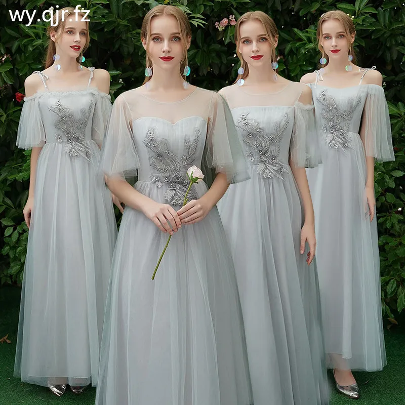 XXY6878# серое длинное платье подружки невесты на выпускной Рождество хор свадебное платье Дешевая женская одежда