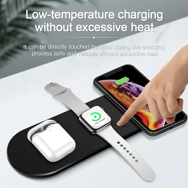 

3 In 1 Wireless Charger 10W Fast Charge For Iphone 11 Pro Charger Dock For Apple Watch SE Airpods Pro 3 2 Wireless Charge Stand