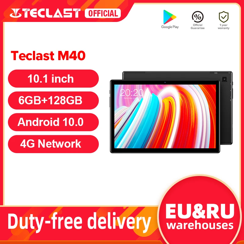 Teclast M40 10.1 ''Tablet 1920x1200 4G ağ UNISOC T618 Octa çekirdek 6GB RAM 128GB ROM tablet PC Android 10 çift Wifi tip-c