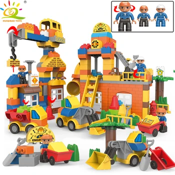 

183pcs DIY Duplo Big Engineering Consrucion House Building Blocks Kids Figures Bricks for Kids