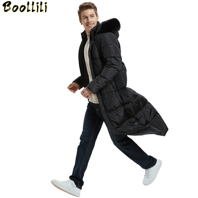 Boollili White Duck Down Jacket Men Korean Winter Coat Fox Fur Collar Puffer Warm Parka Abrigo | Мужская одежда