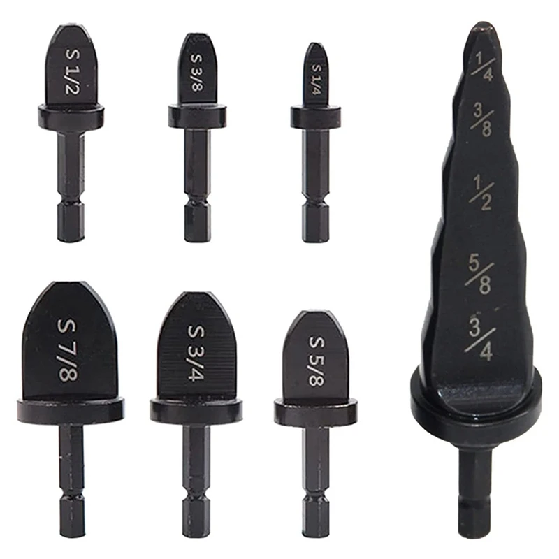 7Pcs Manual Copper Pipe Swaging Tool Drill Bit,6Pcs Pipe Expander Drill