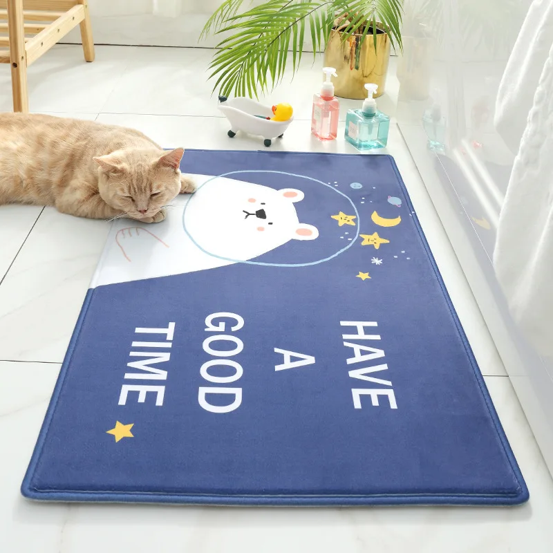 Cross Border Cartoon Cute Pet Home Bathroom Non-slip Floor Mat Bathroom Doorway Bedroom Flannel Water Absorbent Floor Mat