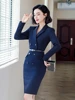 Formal Elegant Slim Hips Dresses for Women Business Work Wear Dress Professional Ladies Office Beauty Salon Vestidos with Belt ► Photo 3/6