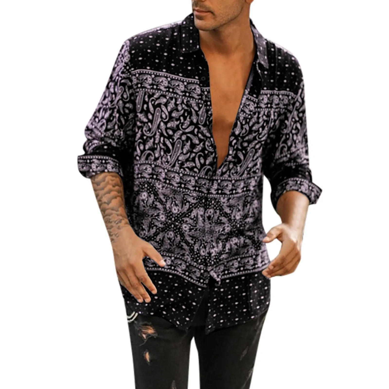 ethnic pattern printed casual shirts