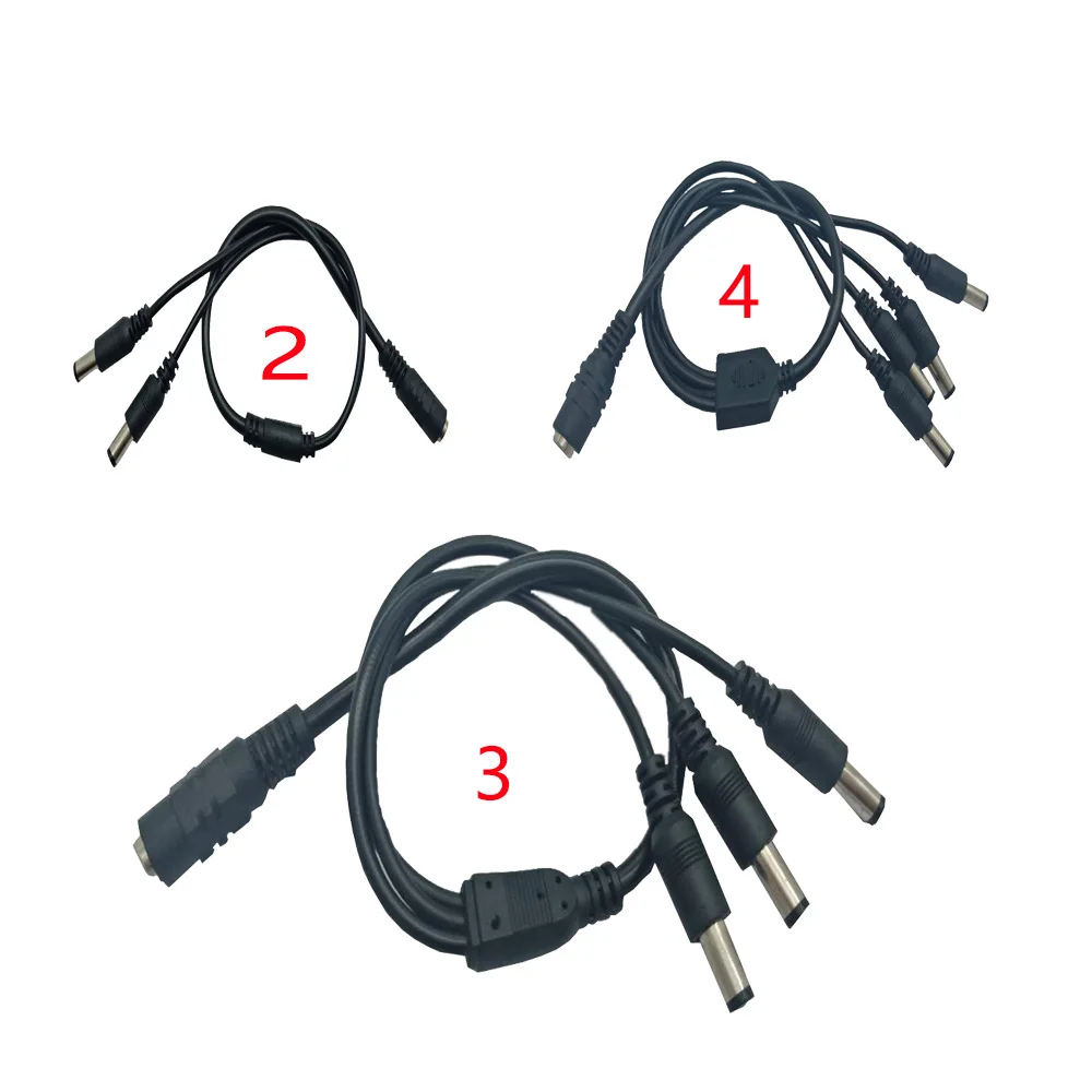 

DC Power 1 Female to 2 3 4 Male Way Splitter Adapter Connector Plug Cable 5.5mm*2.1mm 12V For CCTV Camera LED Strip Light