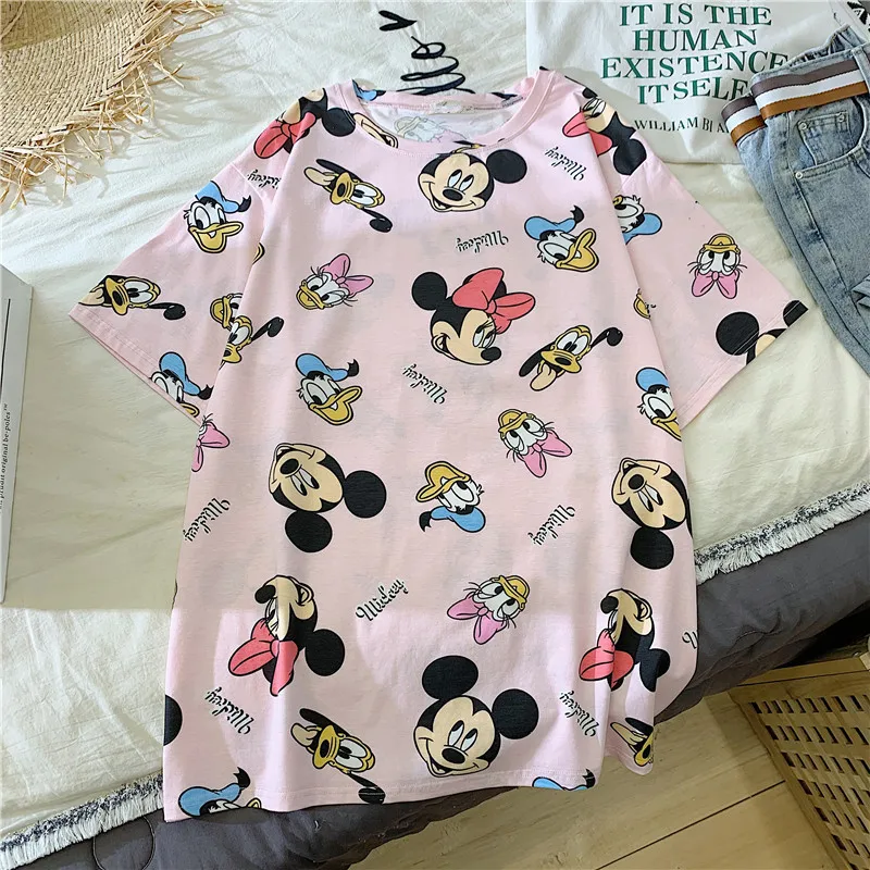 GCAROL 2020 Spring Summer Women Cartoon T-shirt Oversized Graphic Stripes Graffiti Long Tees Multi-design harajuku Tops