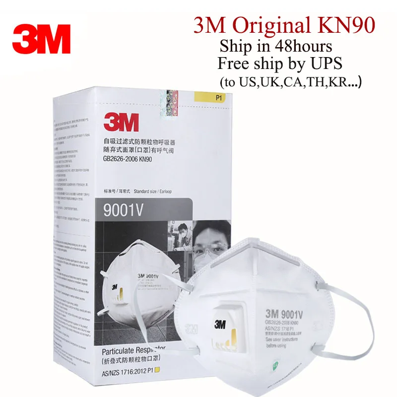 

1box/25pcs 3M 9001V Masks 25pcs/box PM2.5 KN90 Ear band Particulate Respirator Dust Mask with Cool Flow Valve Breathable Mask