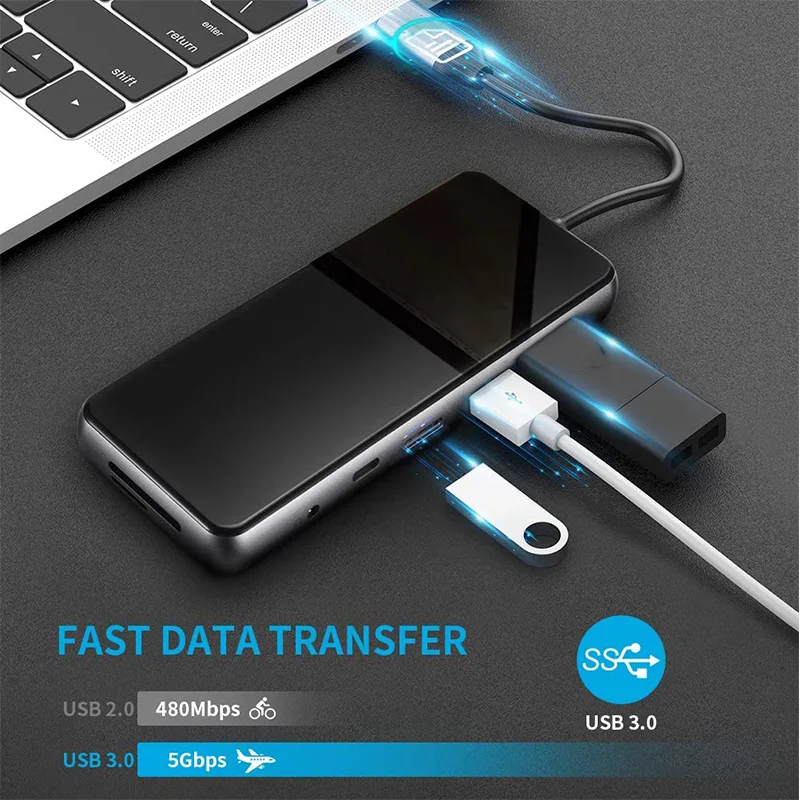 Док станция для ноутбука 12 в 1 тройной дисплей двойной HDMI 4K VGA PD3.0 SD TF USB C
