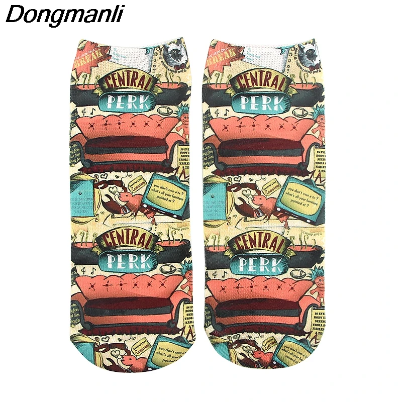 

K1291 1 Pair Friends tv Casual Socks Invisible Autumn Socks Short Low Cut No Show Socks Cotton Funny Happy Boat Socks