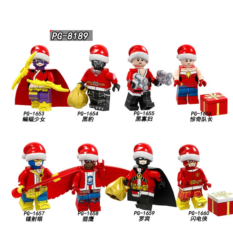 

PG8189 Merry Christmas Black Widow Batman Black Panther The Flash Building Blocks Bricks Model For Children Gift Toys