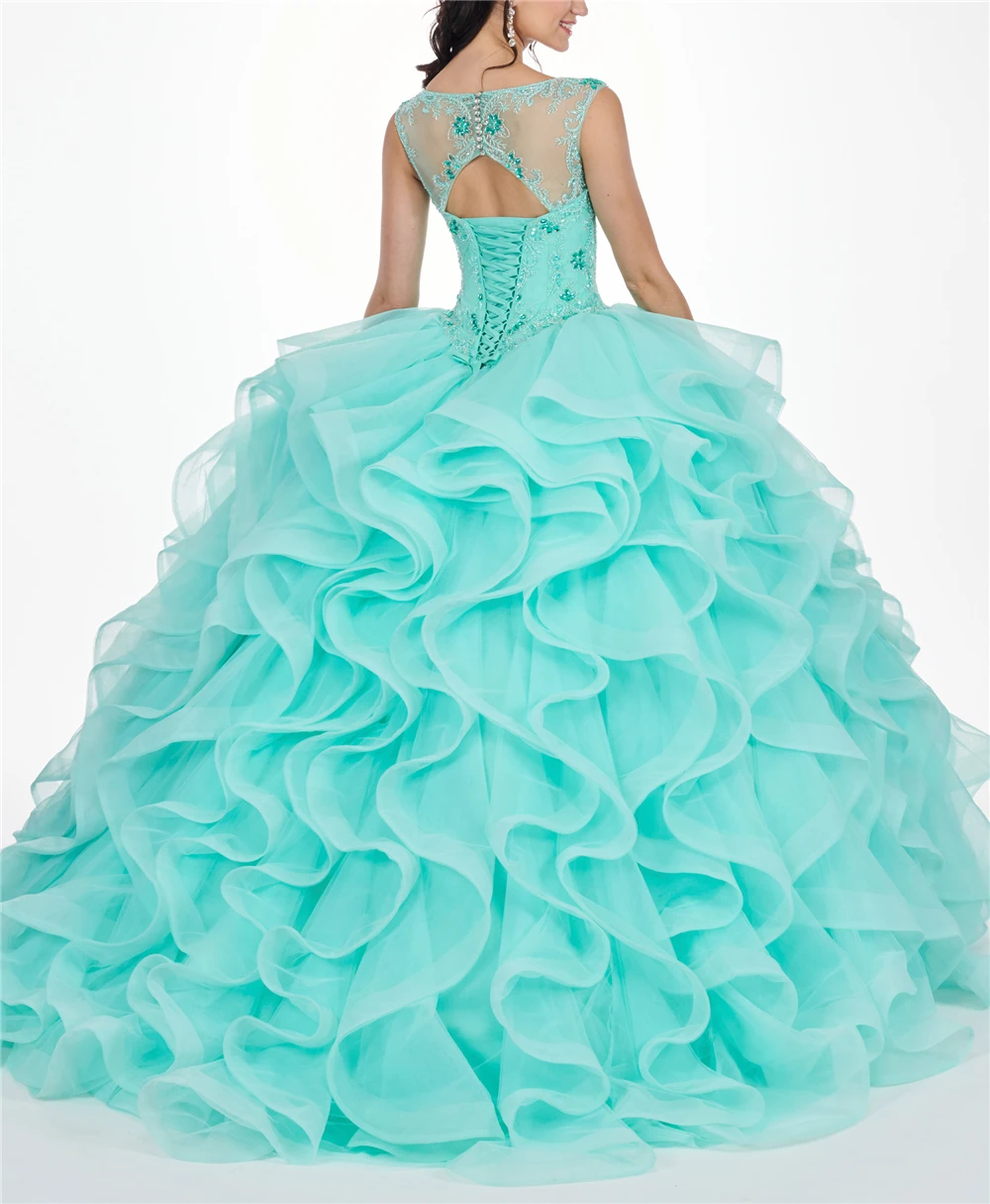 Платье с v-образным вырезом 15 Anos Quinceanera платья Бисероплетение Кристаллы Бисероплетение Многоуровневое Vestidos бальное платье сладкий 16 с жакетом