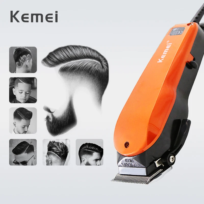  Kemei Professional Hair Clipper Length Adjustment Wired Electric Trimmer Powerful Stainless Steel B
