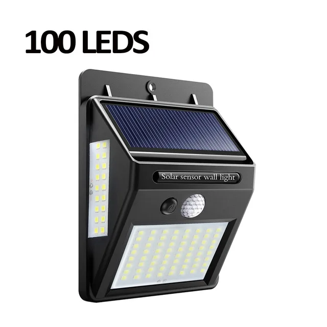 100LEDS 100 35 20 светодиодный солнечный светильник наружная Солнечная лампа PIR датчик движения Солнечная панель Ночной Настенный фонарь безопасности Сад Двор Путь Водонепроницаемый - Испускаемый цвет: 100LEDS