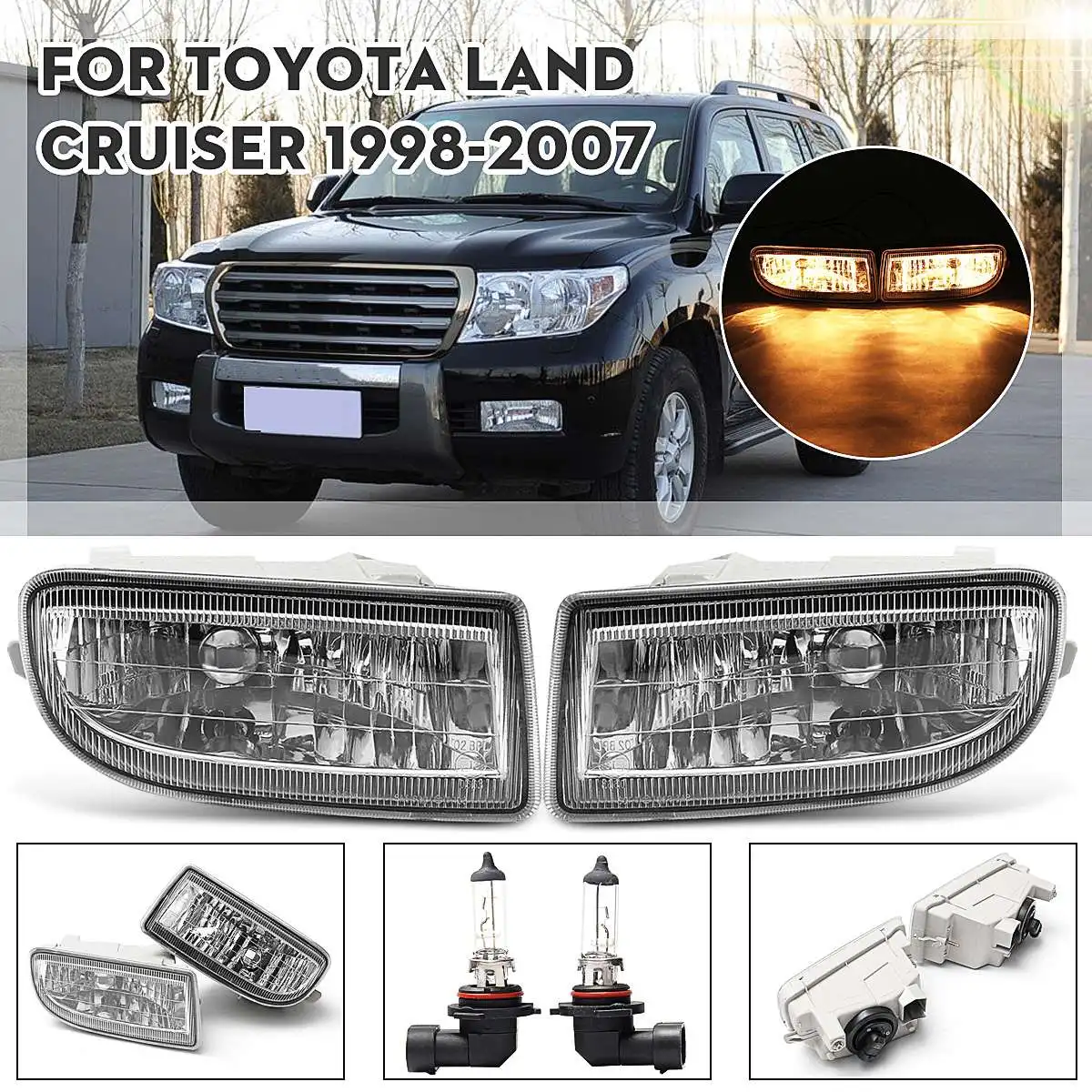 NO harness switch Пара Противотуманные фары комплект 12В 55 Вт W/выключатель проводки для Land Cruiser 1998 1999 2000 2001 20002 2003 2004 2005 2006 2007 автомобильный Стайлинг - Цвет: NO harness switch