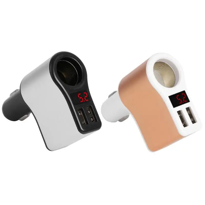 Цифровой дисплей автомобиля зарядное устройство прикуриватель 2 USB зарядка зарядное устройство Международный стандартный интерфейс дизайн