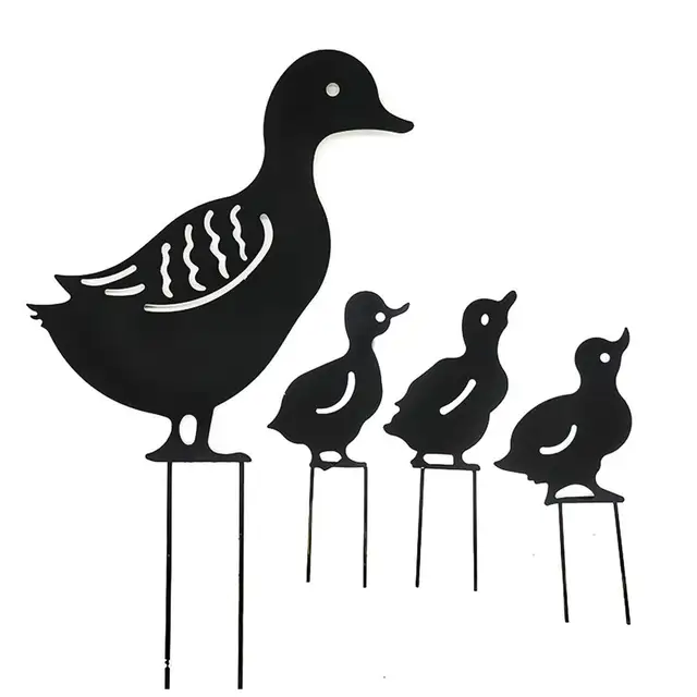 Kerti Dekoráció Vas Kacsa Családi Fű Fém Üreges Állati Dísz