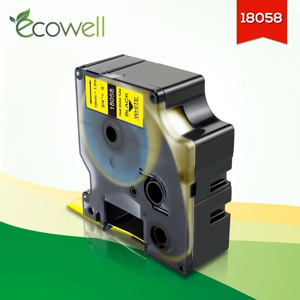 Ecowell 19 мм Совместимость с Dymo промышленные термоусадочные трубы 18058 черный на