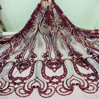

2020 Latest French Sequins Tulle Lace Fabric High Quality African Lace Fabric Nigerian Mesh Lace Fabrics For Dress JAUN